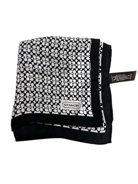 Coach Black & White Signature Silk Scarf